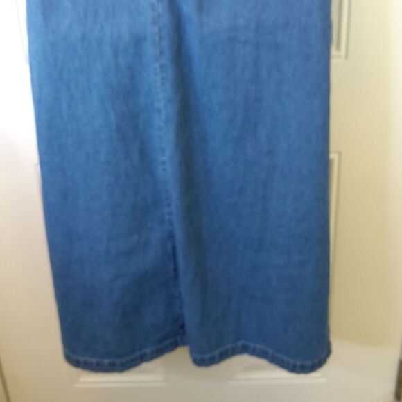 MSAS blue denim long sleeve button front embroidery and laser cutouts duster - Picture 15 of 16